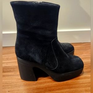 L'Intervalle Black Suede Boots Size 37 US 6.5/7